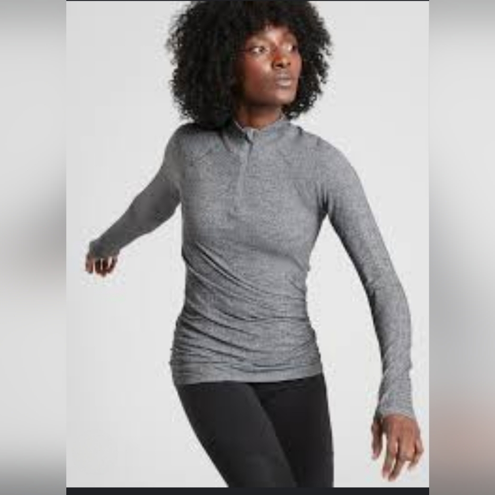 Athleta Long Sleeve Grey Quarter-Zip Performance Top. Small